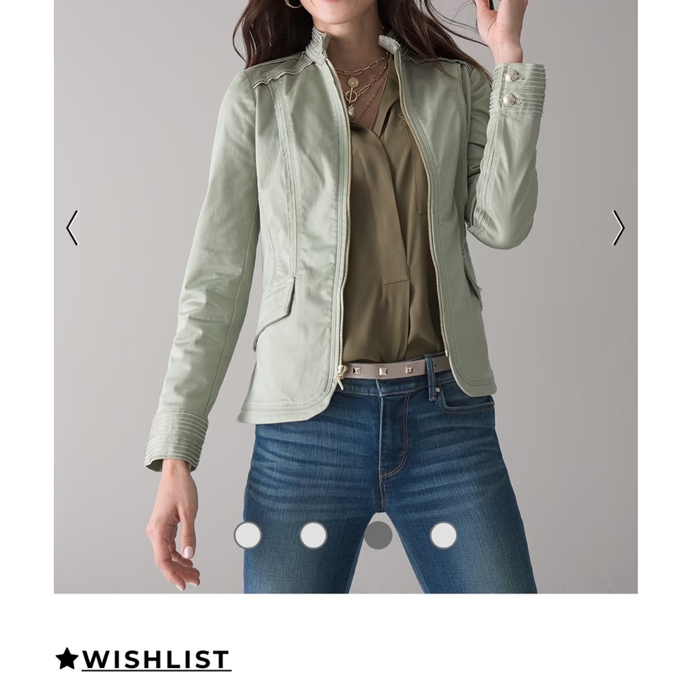 White House black market bay leaf green raw edge jacket 10